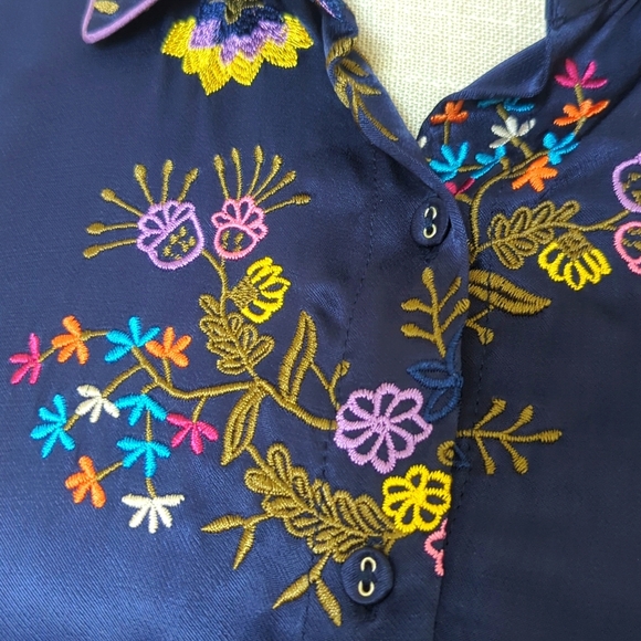 Johnny Was Misty Rayon Button Down Shirt - Picture 7 of 13